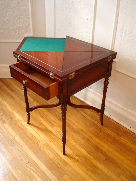 RESERVED //Vintage Folding ENVELOPE Games Table by TheLapisLazuli