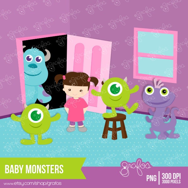 BABY MONSTERS Digital Clipart, Digital Clipart Monsters / Instant Download Il_570xn