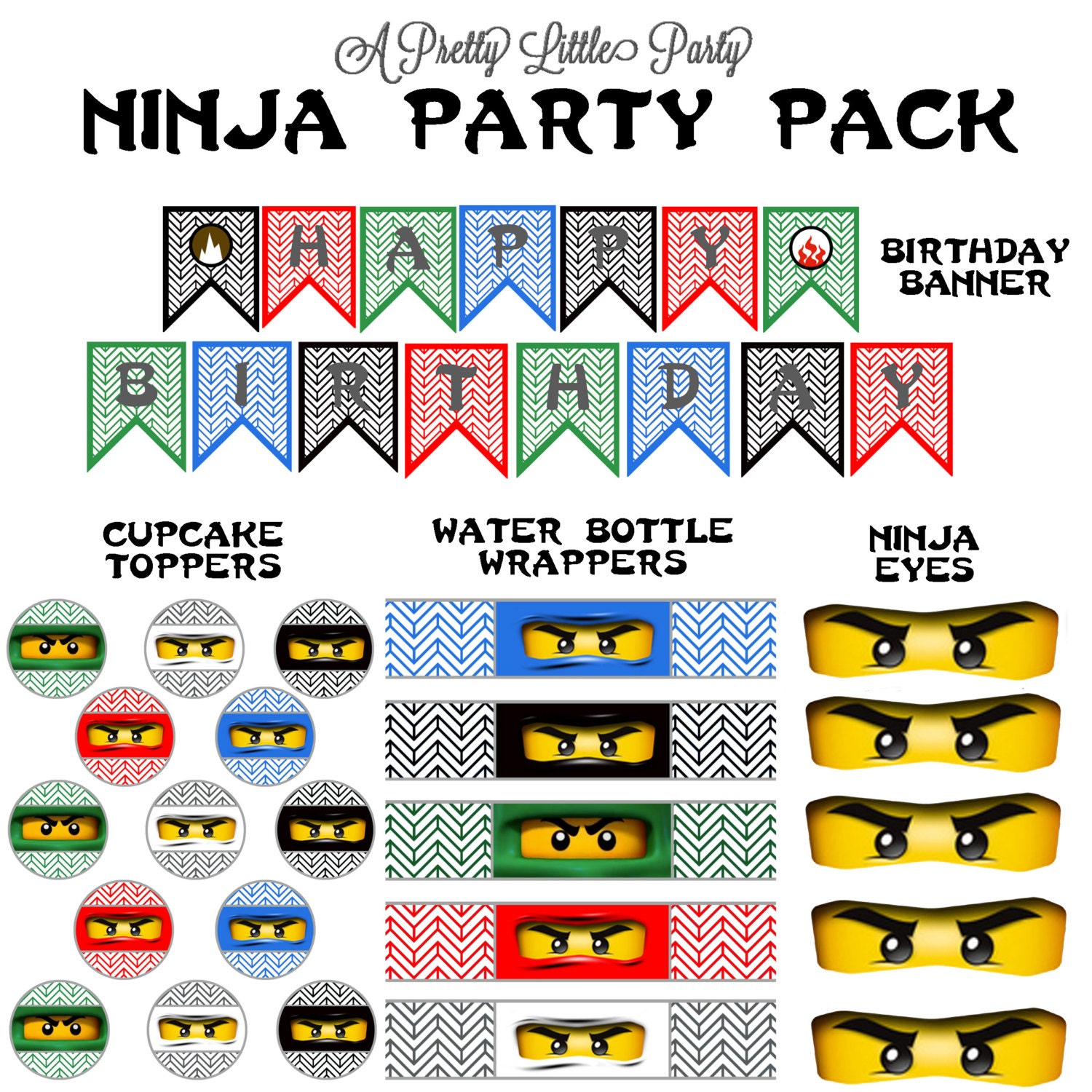 Ninja Party Pack - Ninja Birthday - Ninja - Party Supplies Il_570xn