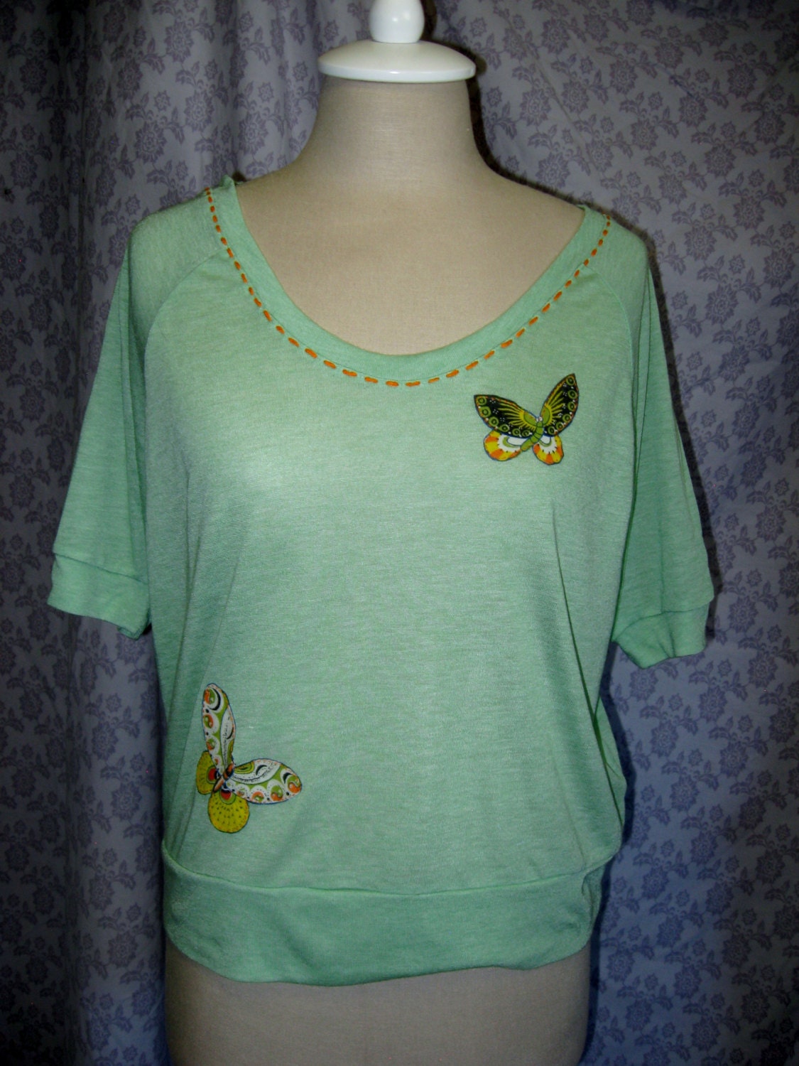 Lime Butterfly Tee, size Large