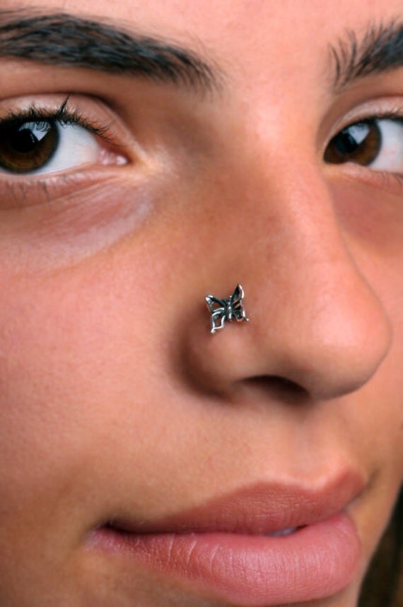 Butterfly Nose Stud / nose ring Sterling by BensJewelryCreations