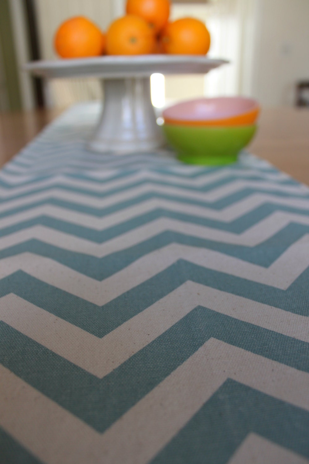 13x72 Aqua and White Chevron Table Runner/Bridal by freshregard