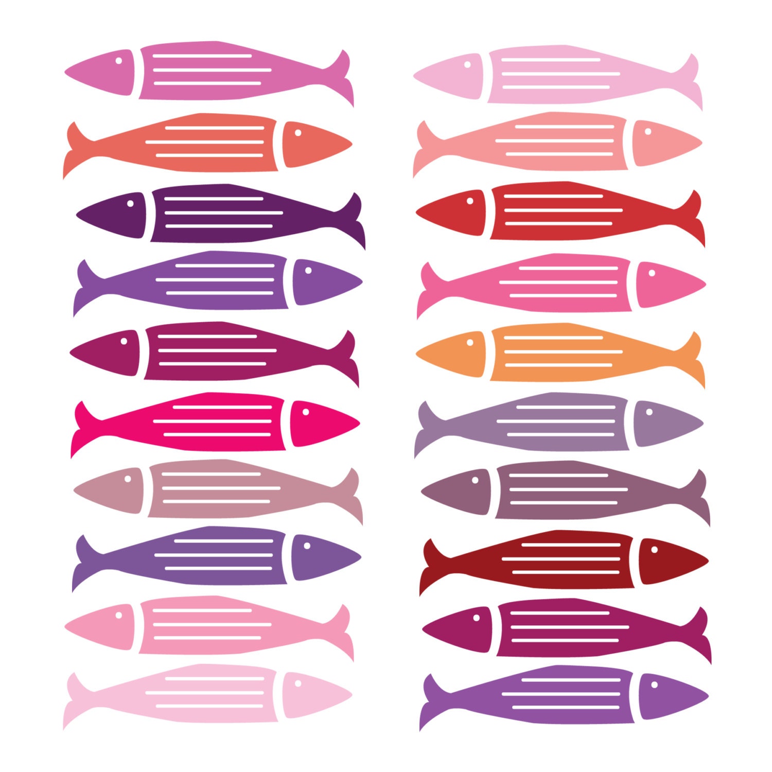 INSTANT DOWNLOAD // Pink, Red Summer Ocean Clipart // Fish Digital Clipart // Commercial and Personal Use // Digital Graphics // Scrapbook Il_570xn