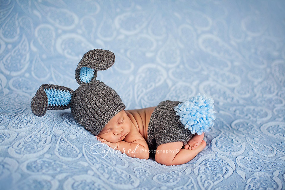 Baby Boy Bunny Hat MUST SEE Too Cute Newborn Baby Boy or Girl Crochet Bunny Hat/Diaper Cover More Colors  Easter Set