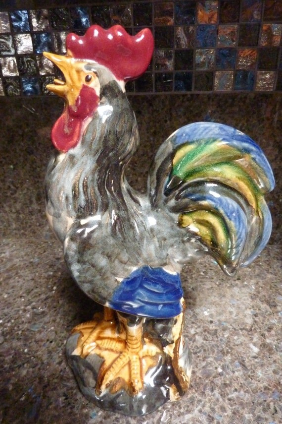 ceramic rooster statues