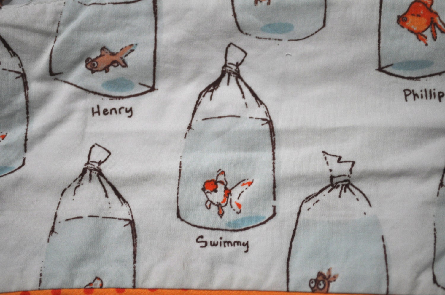 Heather Ross FISH IN BAGS poplin sleeve fabric