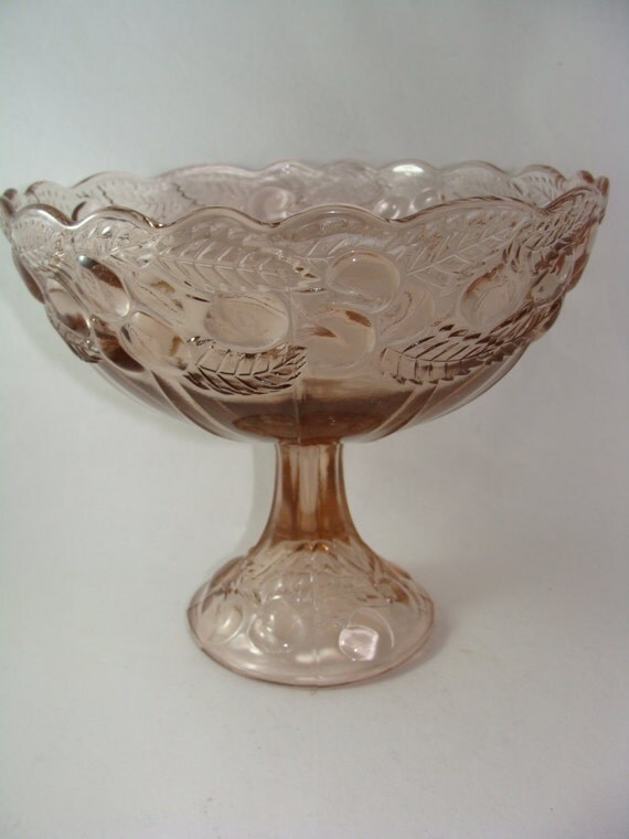 Pink Depression Glass Footed Compote with by ElodieVintageHome