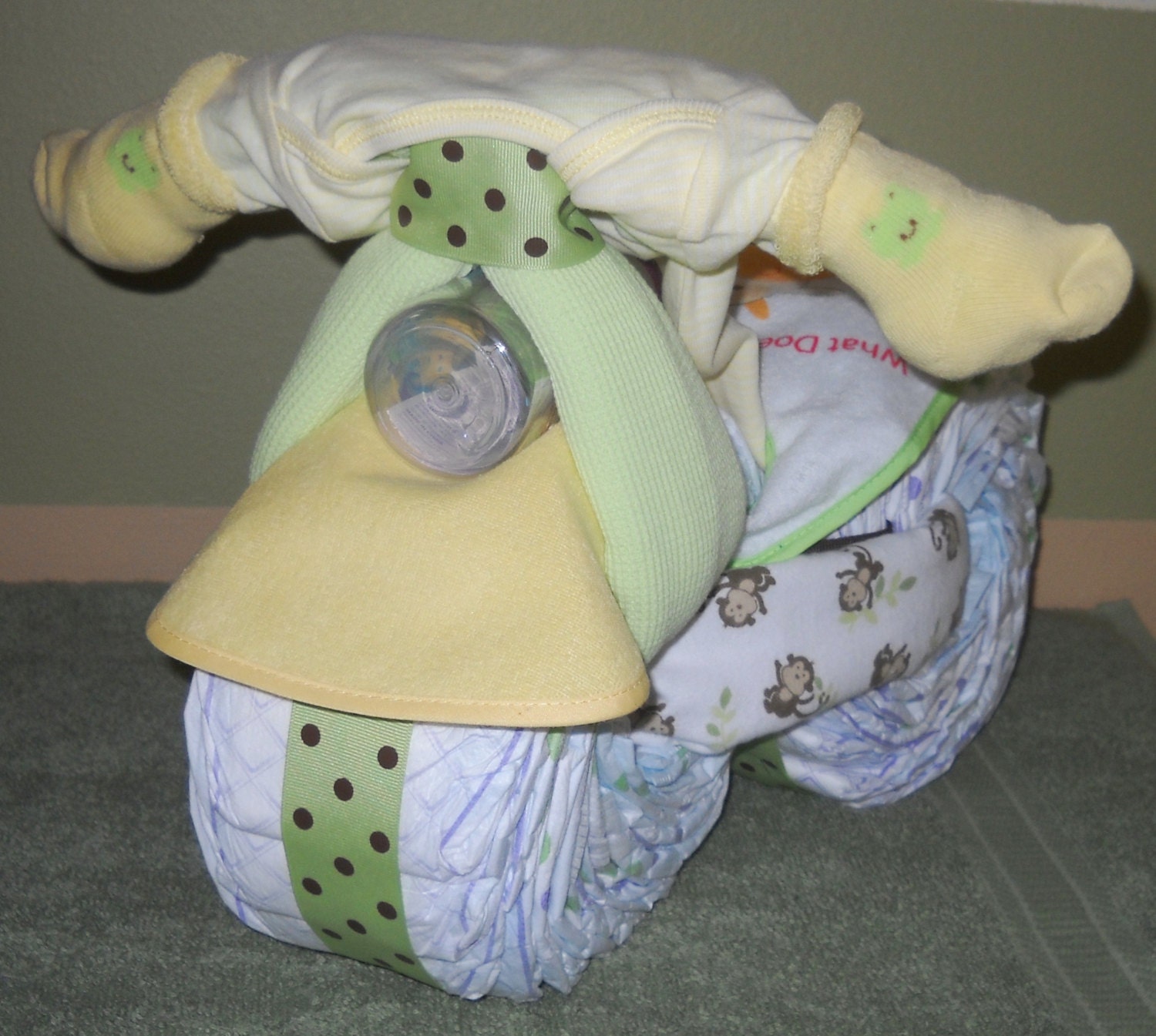 Tricycle Diaper Cake for Baby Shower Centerpiece by CushyCreations
