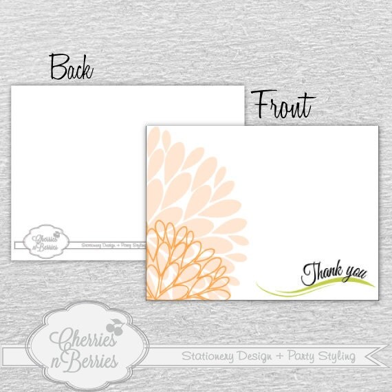 Printable Thank You Folded Cards. Flowers design Il_570xn