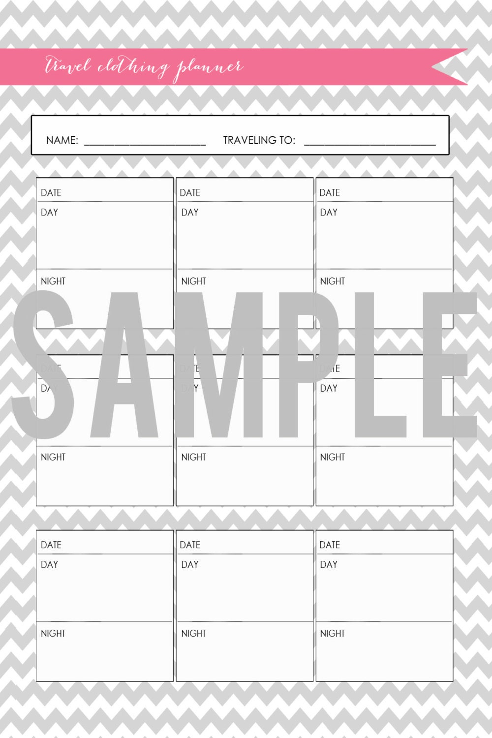 Items Similar To Chevron Series Travel Outfit Planner Printable On Etsy