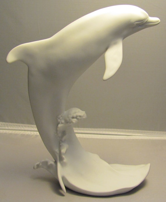 Dolphins Kaiser Germany White Porcelain signed by Bachmann