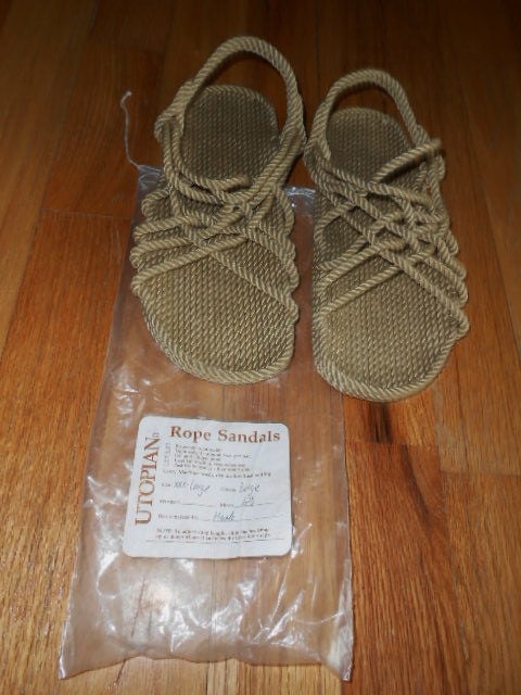Handmade Utopian Rope Sandals -BeigeTan Size 6 and 12 Men