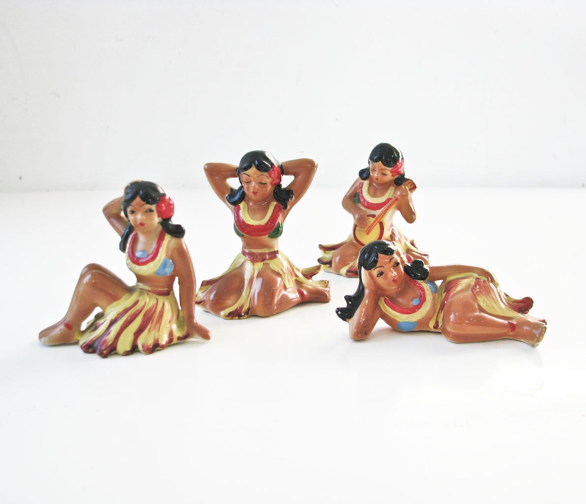 4 Vintage Hula Girls - Rare - 1950s - Japan