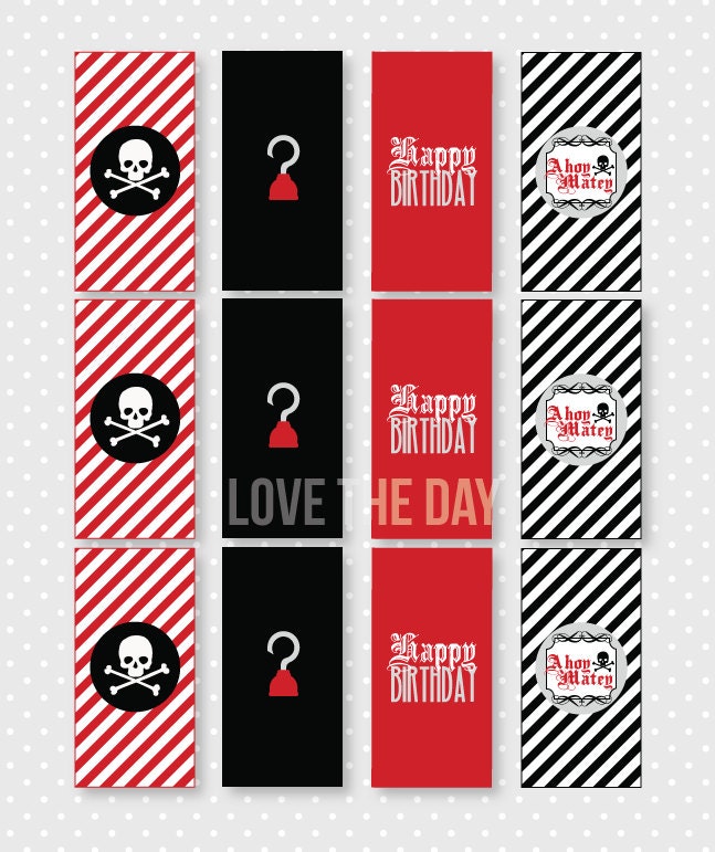 Pirate Party PRINTABLE Mini Candy Bar Wrappers by Love The Day Il_570xn