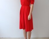 vintage bright red dress with buttons - kaihovintage