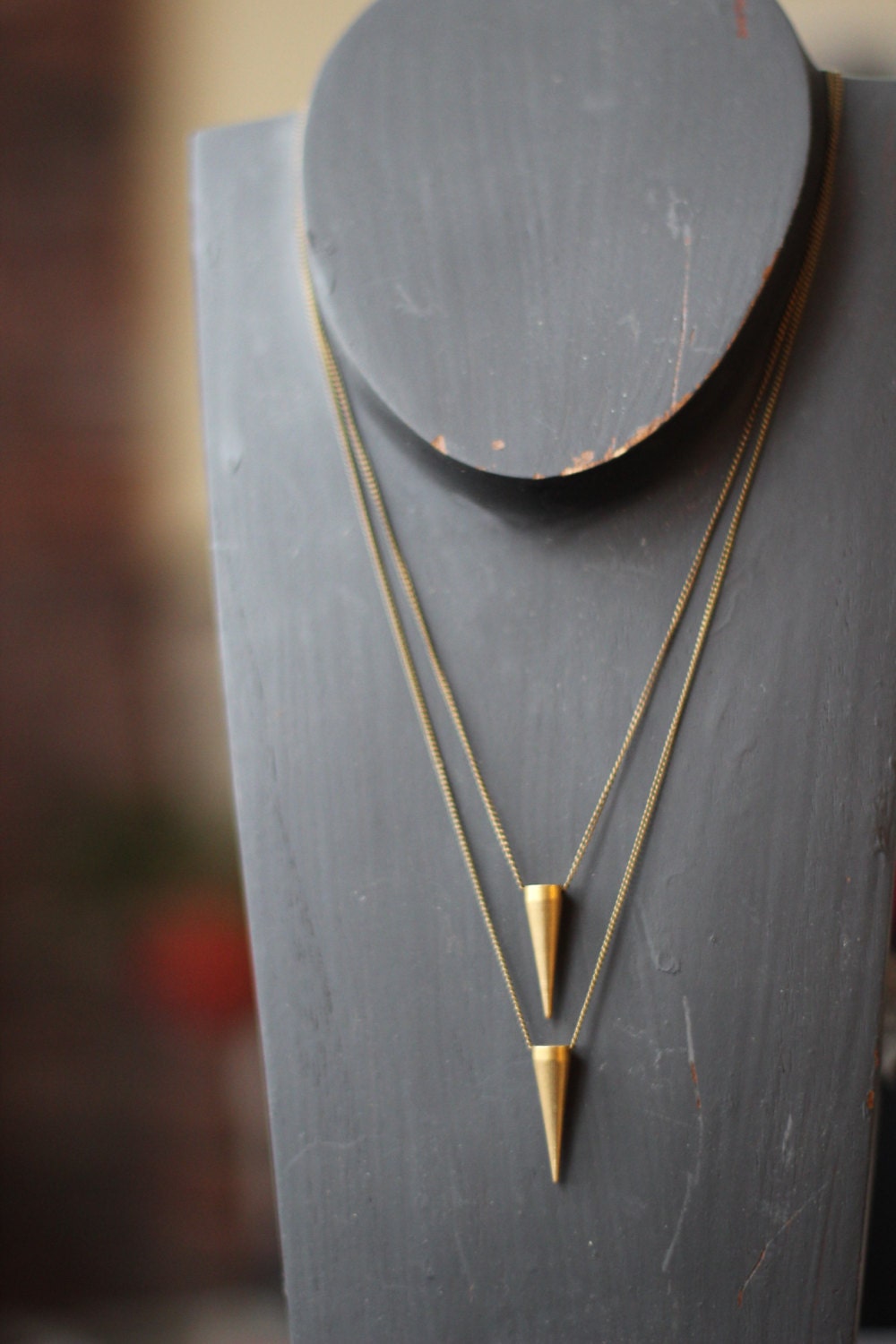 Pendulum Pendant Set - Solid Brass Spike - Tribal, Industrial  Necklace set - Raw Gold Matte Brass - Unisex - Gift Box - MySelvagedLife