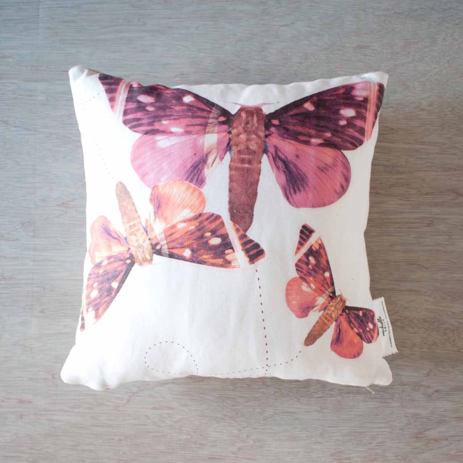 Pastel Pink Butterfly Watercolor Pillow Case