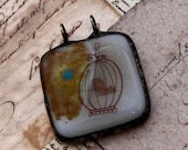 One Inch Image Pendant Earthen Birdacage