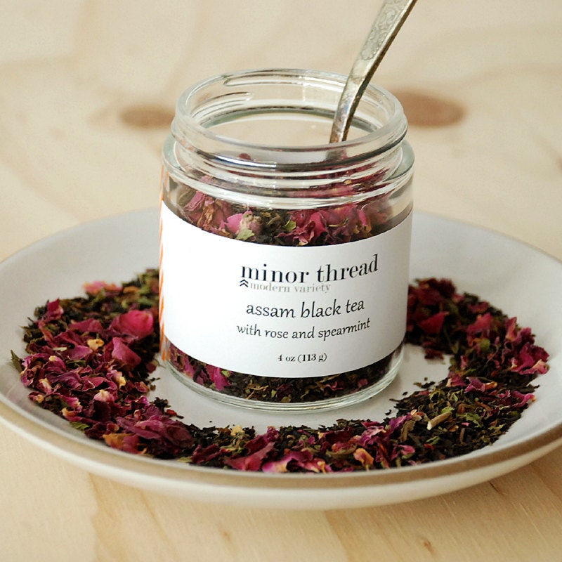 Organic Assam Black Tea with Spearmint and Red Rose Petals