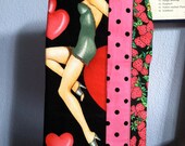 Pinup Valentine With Strawberries and Dots Oven Mitt