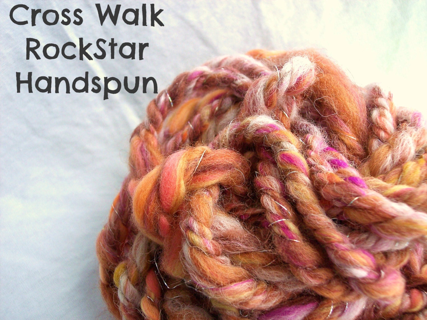 Cross Walk Rockstar Handspun Yarn - 12 yards -chain plied, super bulky artistic yarn, instant wearable