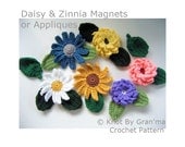 Daisy and Zinnia Crochet Pattern  Magnets or Appliques