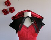 Red Riding Hood Short Capelet shoulder length velvet and satin hooded cape