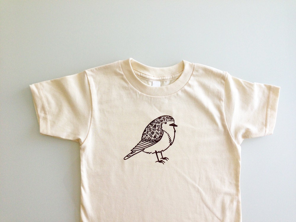 European Robin - screen printed kids t-shirt (natural/brown ink)
