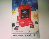 Vintage 1982 PARTY INVADERS CENTERPIECE / Retro Boy Birthday Video Game / Made by Hallmark