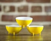 Space Age Tripod Dish Trio - Set of 3 TINY German Retro Plastic Egg Cups or Tasting Bowls - Thomy