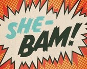 Comic Strip Prints - Set of Four - Shebam, Pow, Blop, Wizz - Serge Gainsbourg Inspired