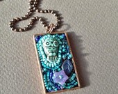 Turquoise Copper Owl Beaded Necklace by Megan Noel