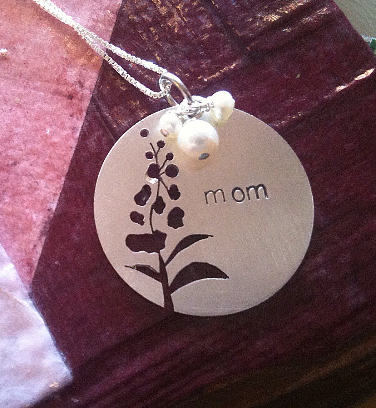 Sterling Silver Fireweed Stamped Mom