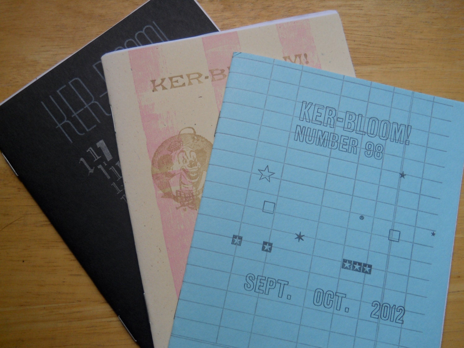 Kerbloom letterpress zine three-pack II