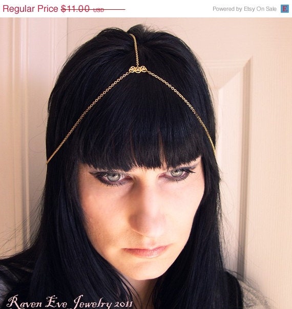 ON SALE Golden Whispers Chain Headpiece Head Chain Headdress SALE was 13.00