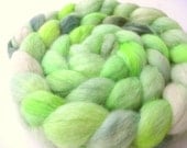 Hand Dyed Top Roving - BFL Wool - Hand Painted - Spinning - Felting - Meadow - 4 Ounces