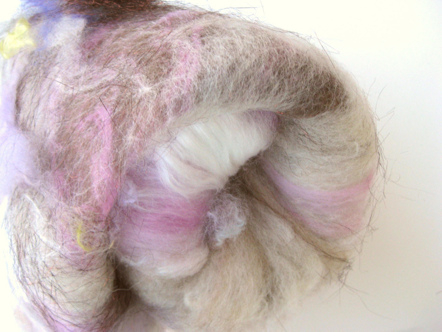 Art Batt - Spinning - Textured, Carded Batt - Mixed Fibers - Wood Nymph - 2.9 ounces