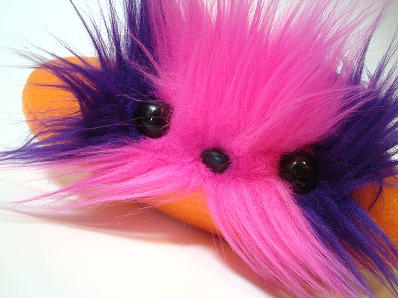 Plush Monster -- Stash -- Weird Stuffed Animal -- Pink Purple Orange