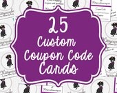 25 Coupon Code Cards - Etsy Discount Cards - Free Shipping Cards