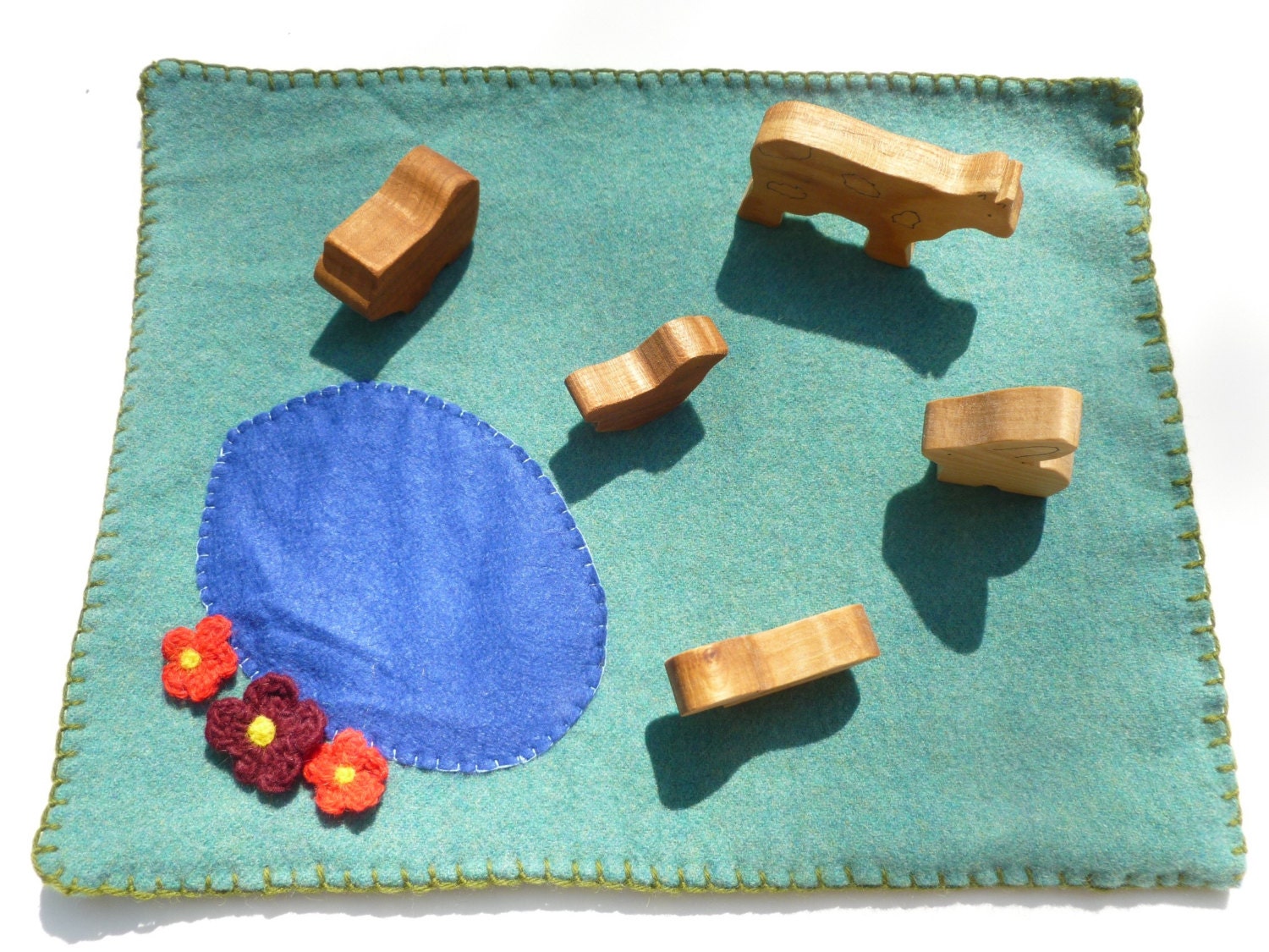 Farmyard Play Mat Bag Full Of Wood farm animals