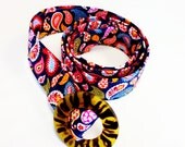 Women's Fabric Belt - Navy Background with Assorted Color Paisley