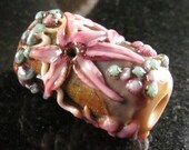 Pink Lily lampwork feature bead