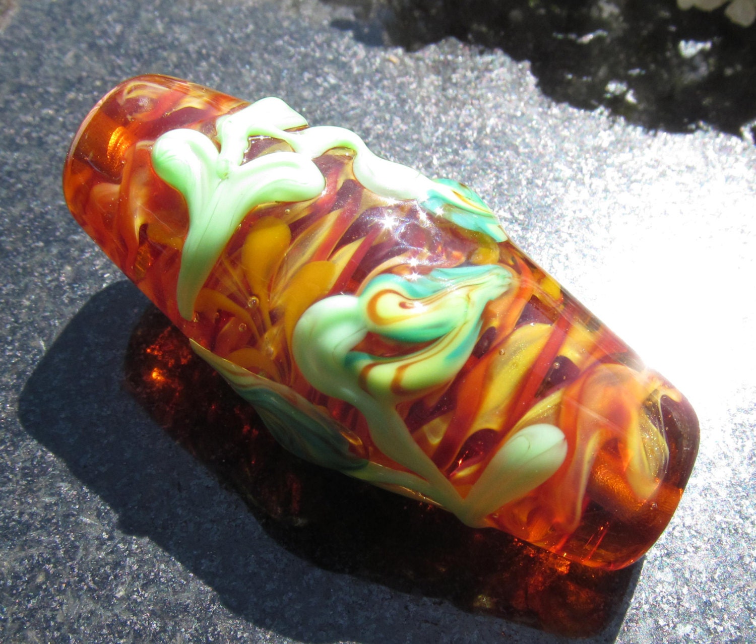 Banoffee Bean lampwork focal bead