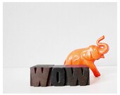 WOW word letterpress wood blocks romantic fun happy vintage typography