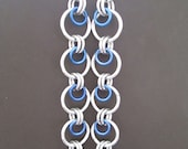 Long Blue and Silver Aluminum Loop Chainmaille Earrings