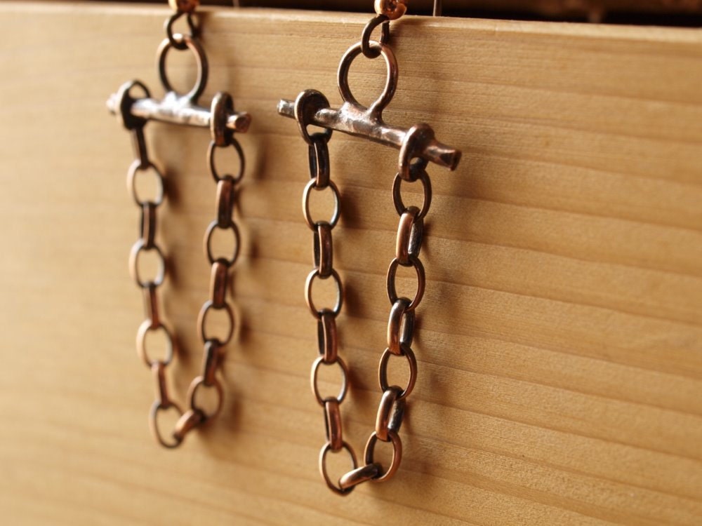 Copper Chain Loop Dangle Earrings, simple, elegant and lightweight.