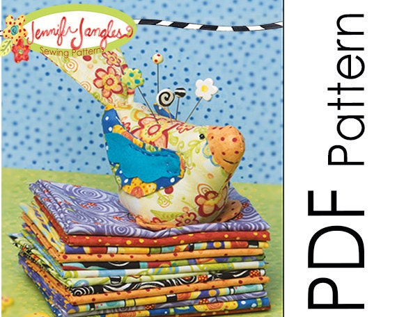 PDF Jennifer Jangles Pretty Bird Pin Cushion Sewing Pattern