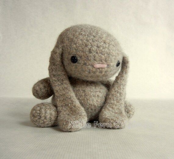 Felted Wool Bunny Crochet Plush Toy Ecru