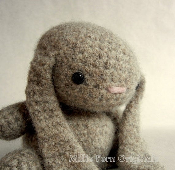 Felted Wool Bunny Crochet Plush Toy Ecru