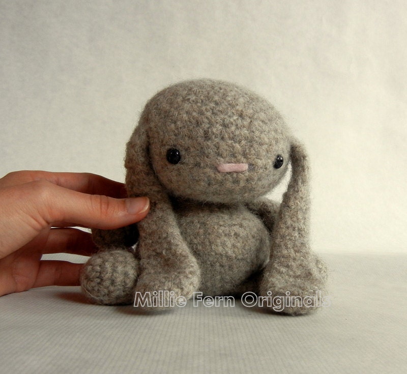 Felted Wool Bunny Crochet Plush Toy Ecru